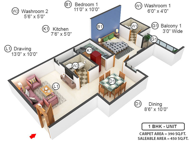 3DFloorPlan of Apna Ghar