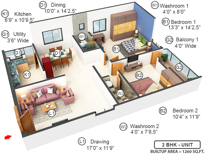 3DFloorPlan of Nestila Aravindam