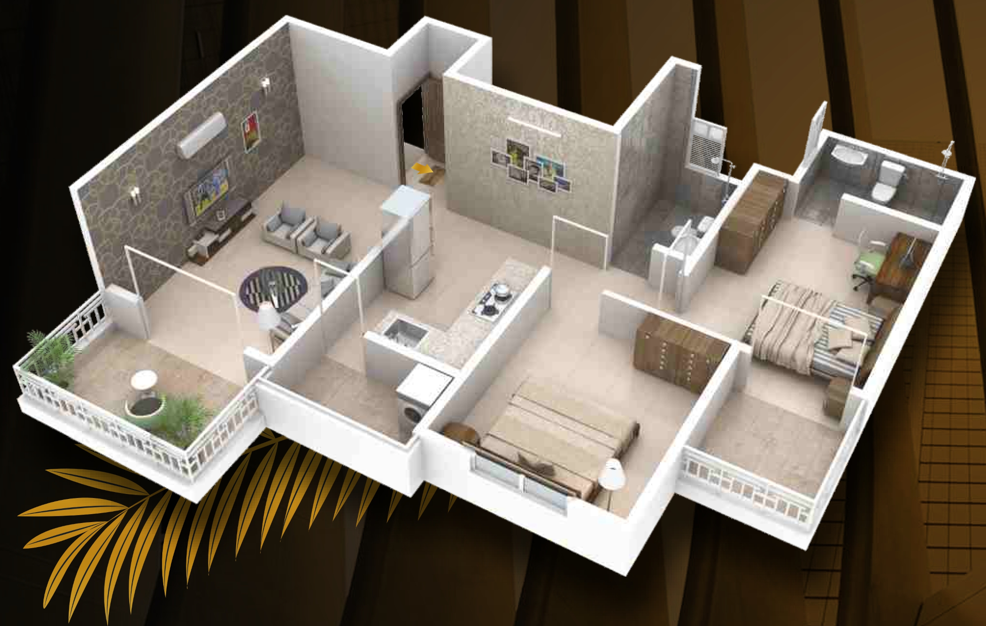 3DFloorPlan of Palaash Oak