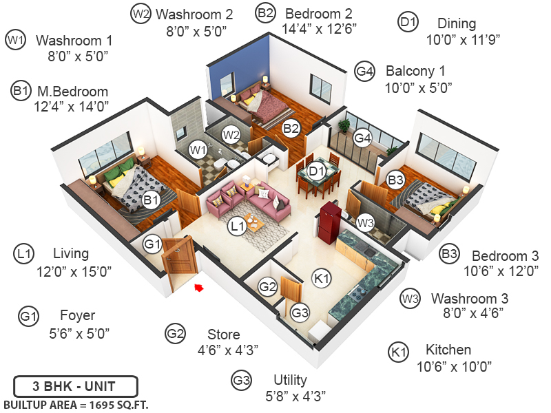 3DFloorPlan of Lifestyle Vardaan