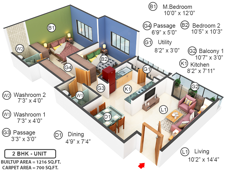 3DFloorPlan of Adani Aster Phase 1