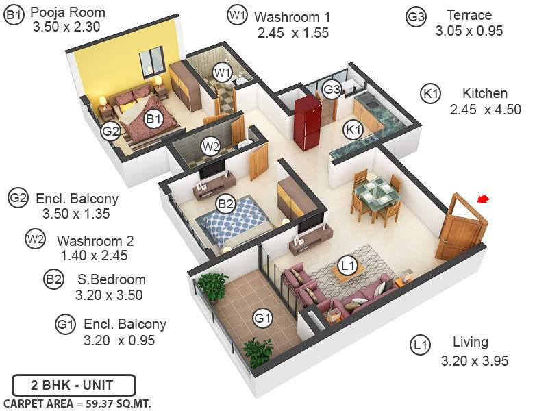 639 sq ft 2 BHK 2T Apartment for Sale in Kumar Construction And