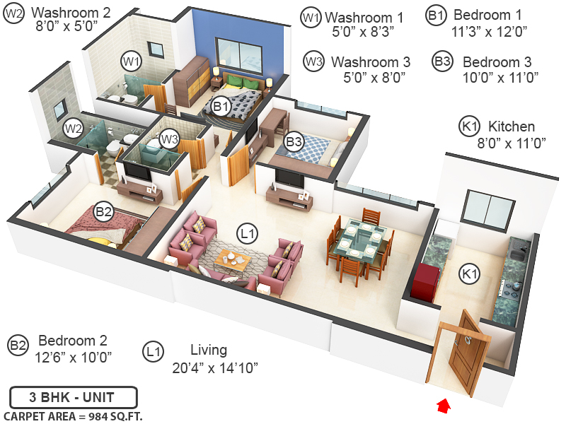 3DFloorPlan of Dotom MV Isle