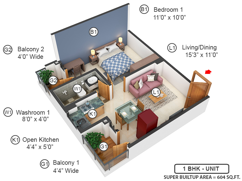 3DFloorPlan of Green Exotica