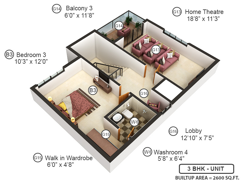 3DFloorPlan of Sark Prime Life Spaces
