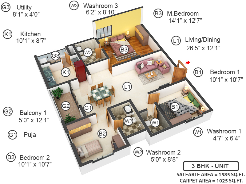 3DFloorPlan of The Regent Phase 1