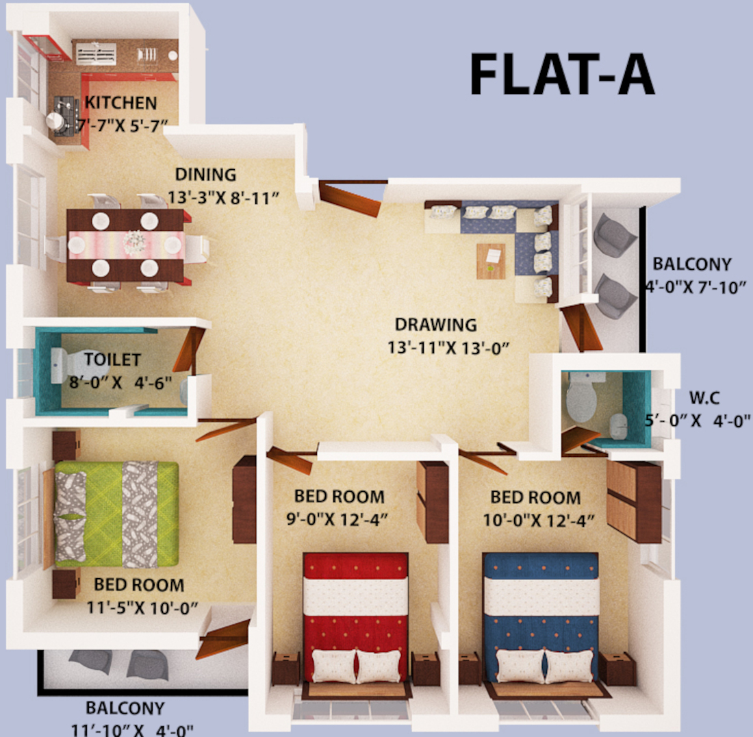 3DFloorPlan of Shivalik Apartment