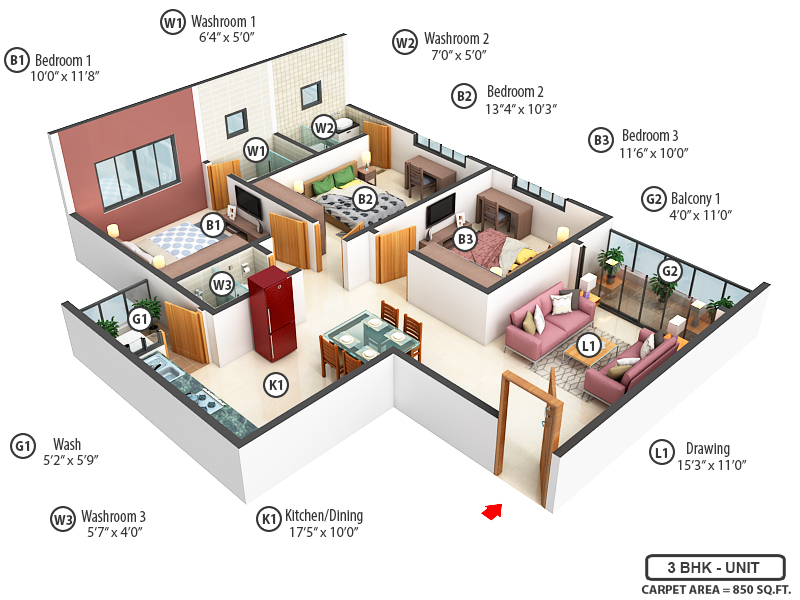 3DFloorPlan of Nakshatra Skyview