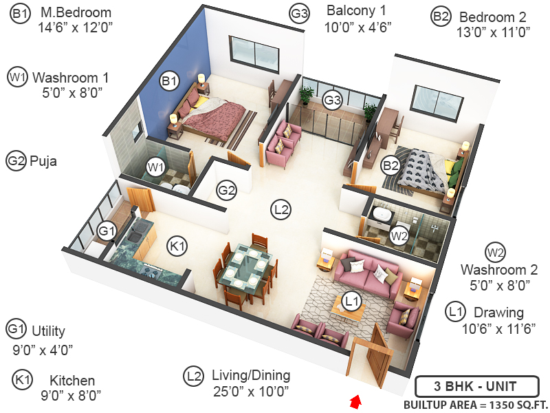 3DFloorPlan of Sanali The Edge
