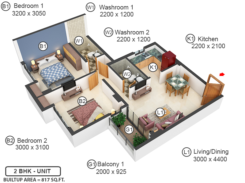 3DFloorPlan of Godrej Seven