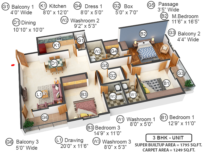 3DFloorPlan of Indraprastha Anand