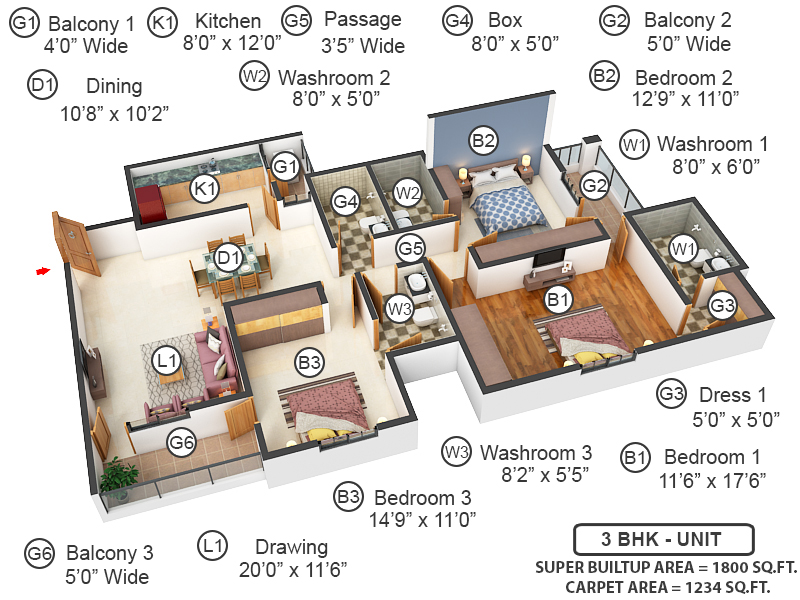 3DFloorPlan of Indraprastha Anand
