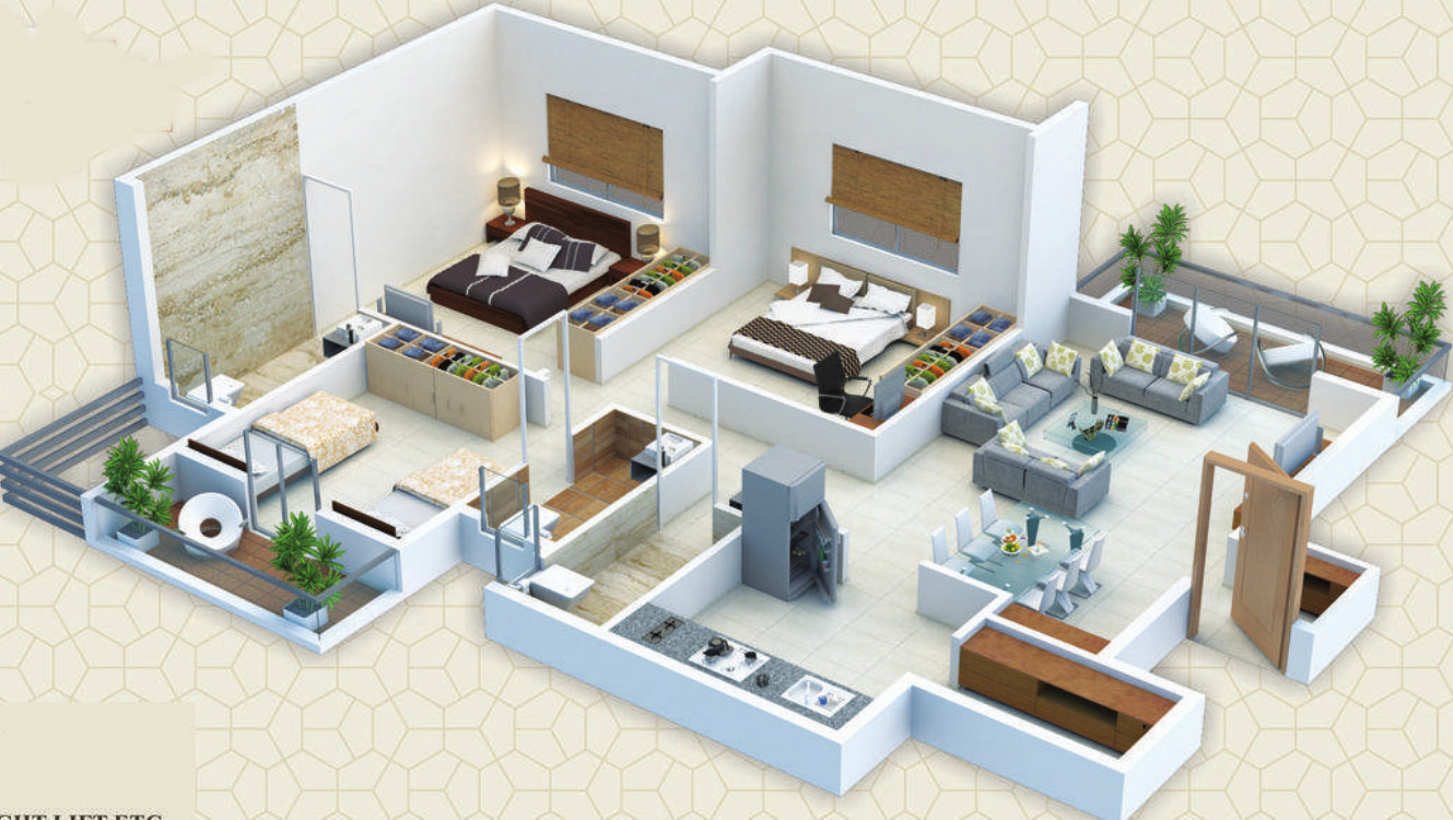 3DFloorPlan of Om Shree Shrushti