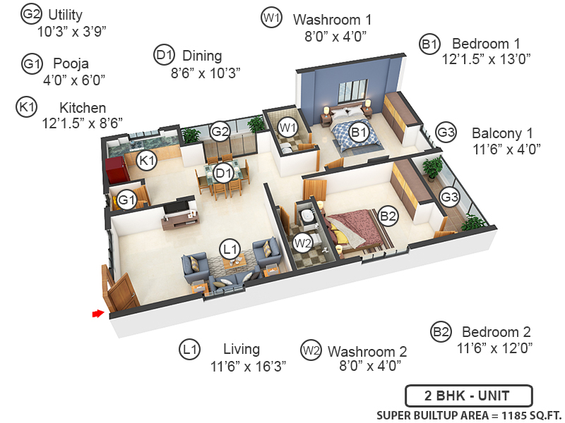 3DFloorPlan of Sardar Nest
