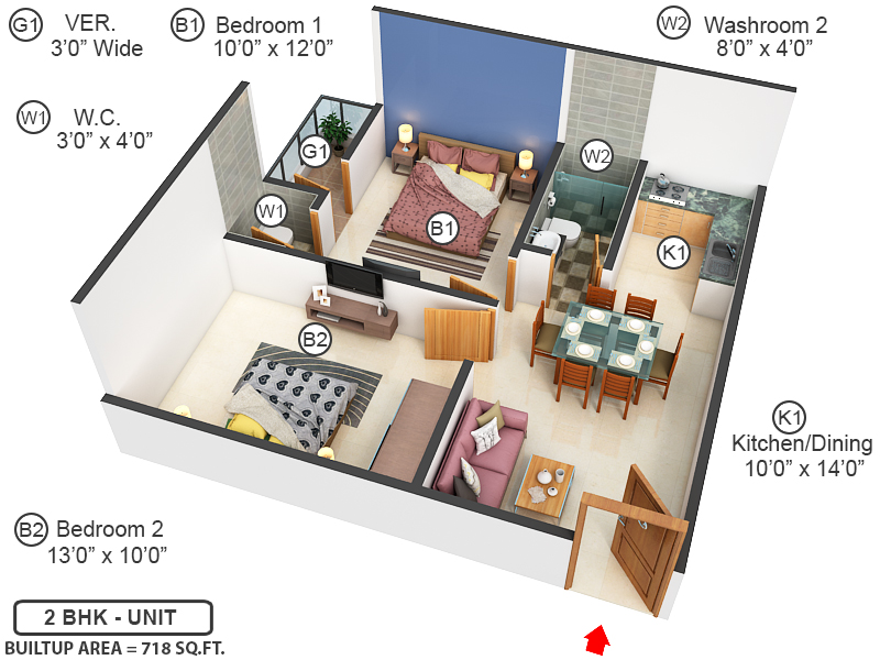 3DFloorPlan of Swapnoneer Apartment