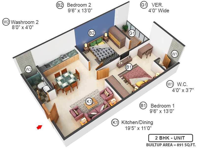 3DFloorPlan of Swapnoneer Apartment