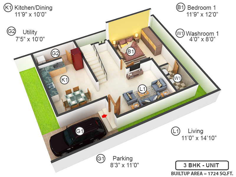 3DFloorPlan of Kumari Oak Ville
