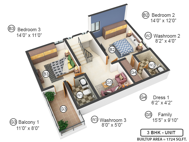 3DFloorPlan of Kumari Oak Ville