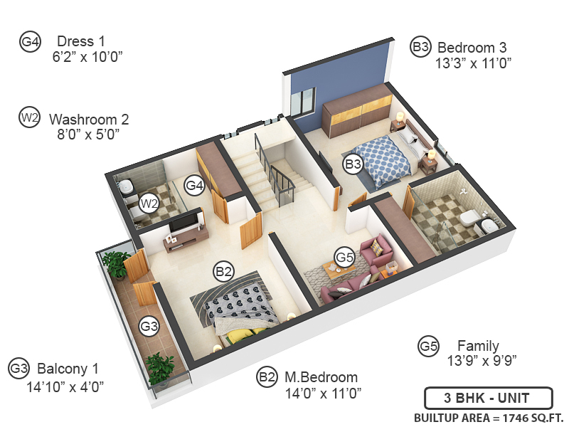 3DFloorPlan of Kumari Oak Ville