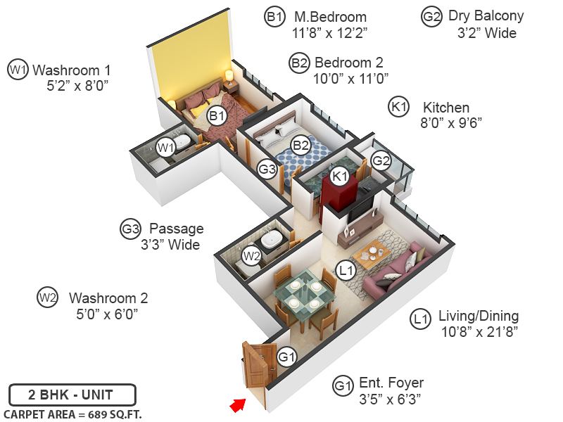 3DFloorPlan of Piramal Revanta Tower 1