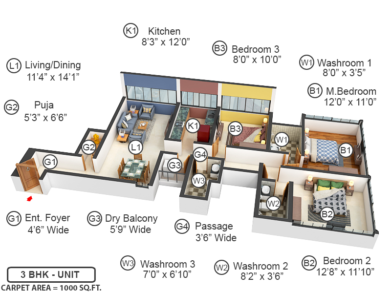 3DFloorPlan of Piramal Revanta Tower 1