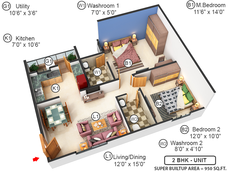 3DFloorPlan of SVP Blossom