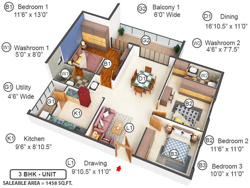 3DFloorPlan of Sri Sai Viradhya