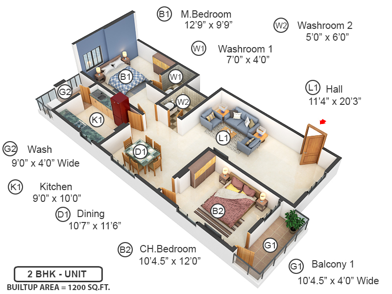 3DFloorPlan of Srija Twin Towers Phase 1