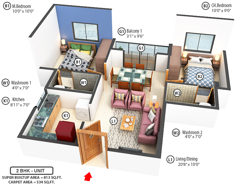 3DFloorPlan of Nambiar Millennia