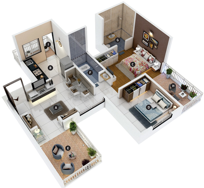 3DFloorPlan of Yogesh Gandharva Excellence Project III H Building Part 2