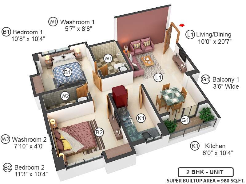 3DFloorPlan of Purti Iris