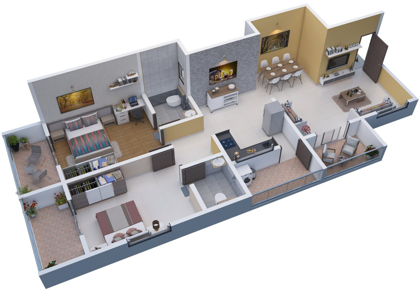 3DFloorPlan of Samarth 61 Ideal