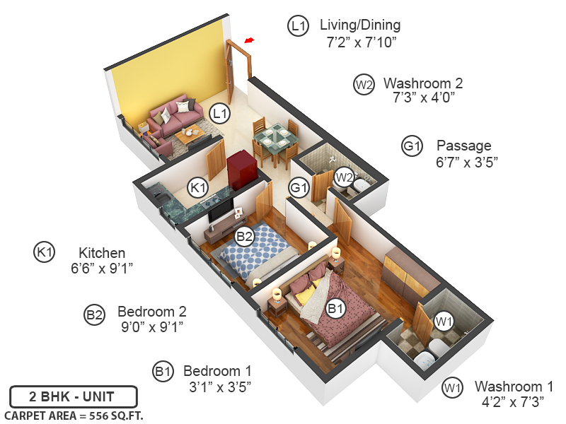 3DFloorPlan of Runwal Avenue Wing M