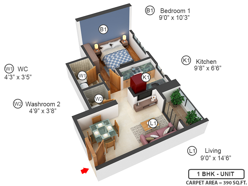 3DFloorPlan of Runwal Codename Enchanted Tower D