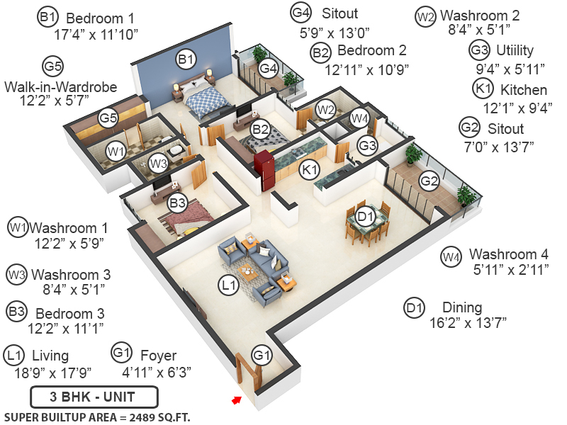 3DFloorPlan of Assetz Soho And Sky