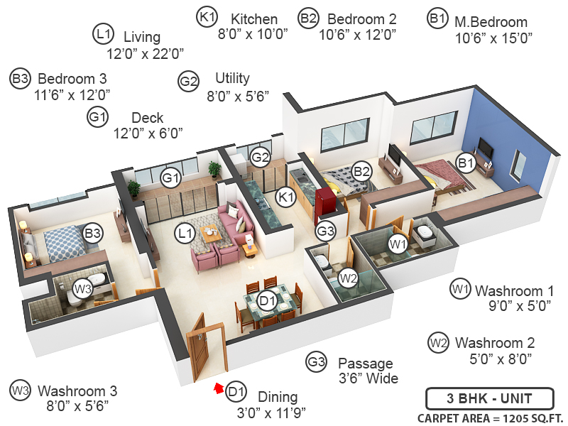 3DFloorPlan of Lodha Bellagio