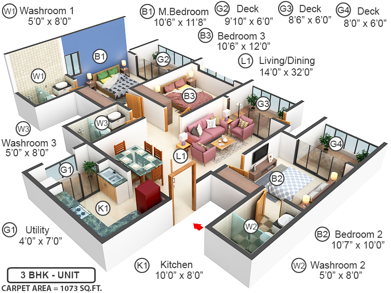 3DFloorPlan of Lodha Aura