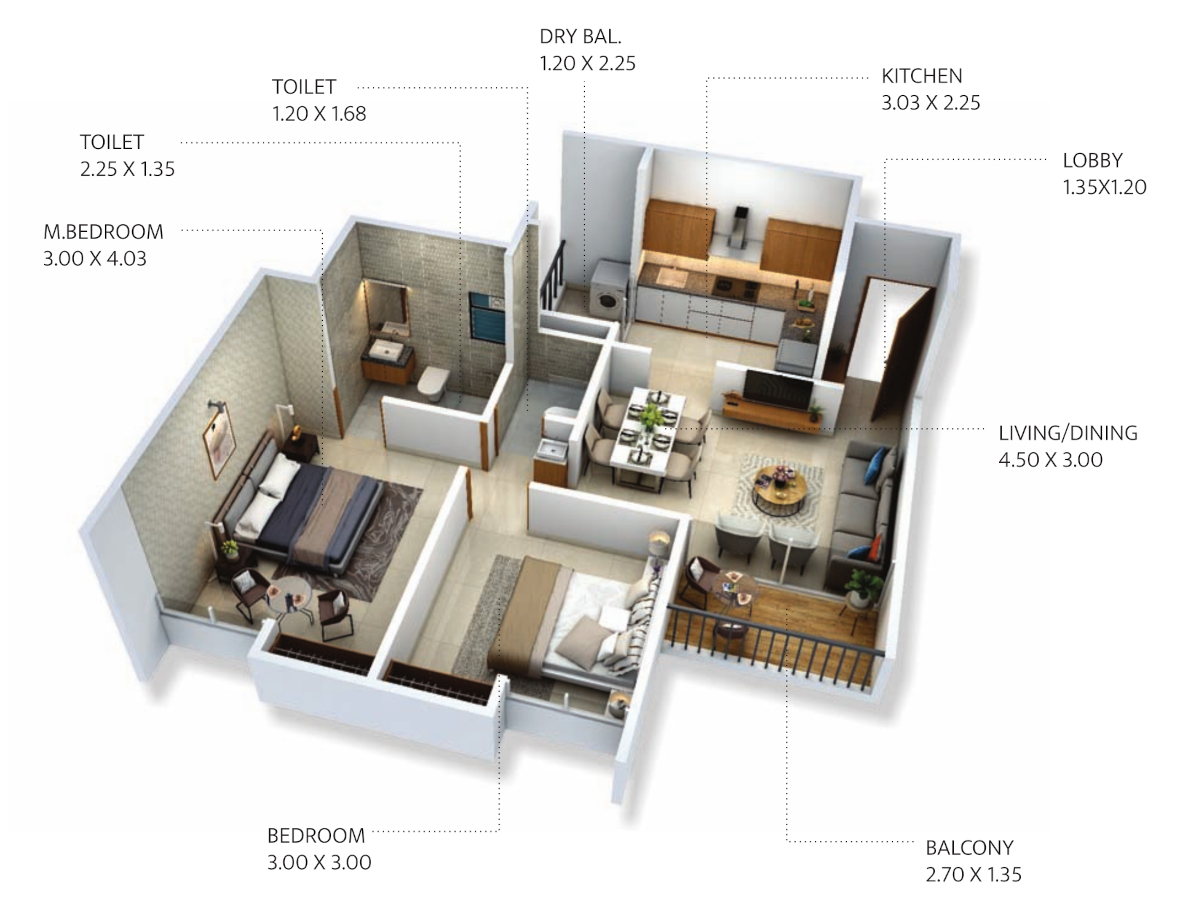 3DFloorPlan of V S Laxmi Vihar C Building