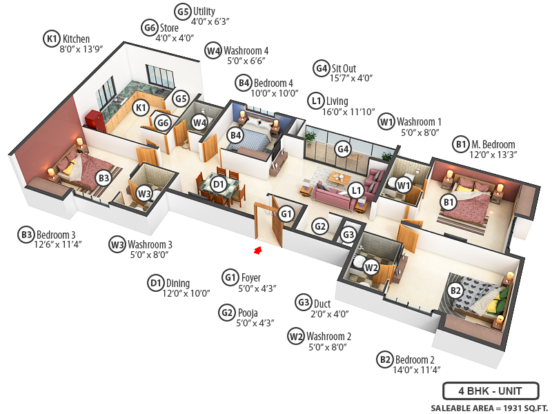 3DFloorPlan of DRA Gokulam
