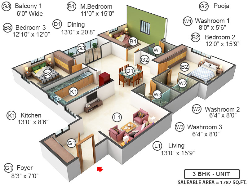 3DFloorPlan of Ramaniyam Senate