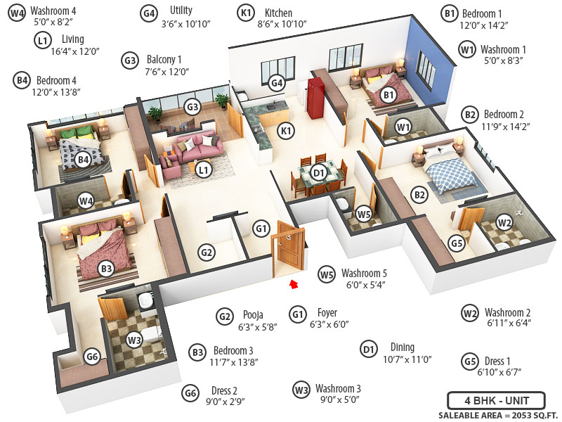 3DFloorPlan of Ramaniyam Rathnagiri