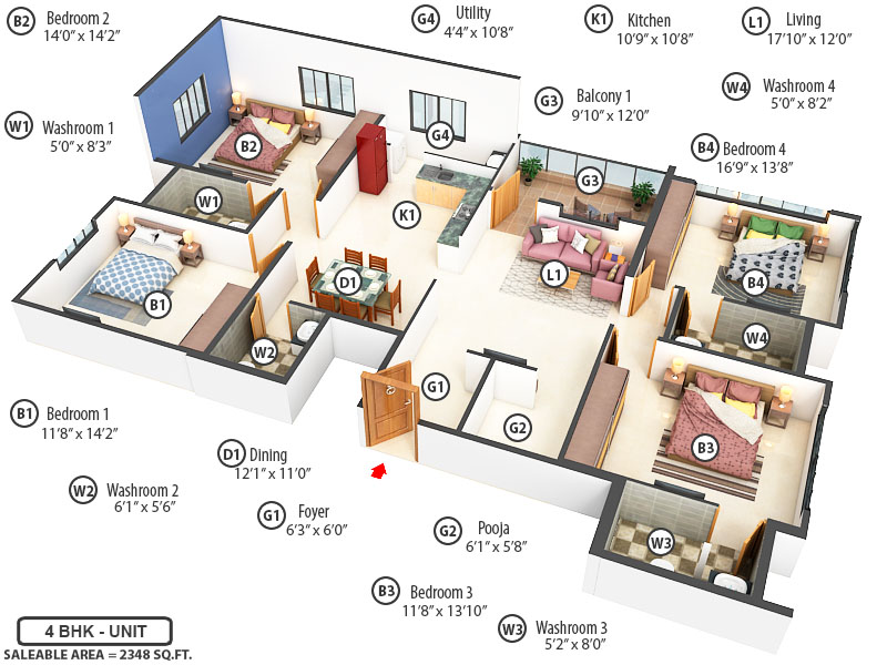 3DFloorPlan of Ramaniyam Rathnagiri