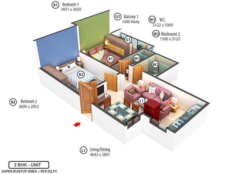 3DFloorPlan of Realcon Atmosphere