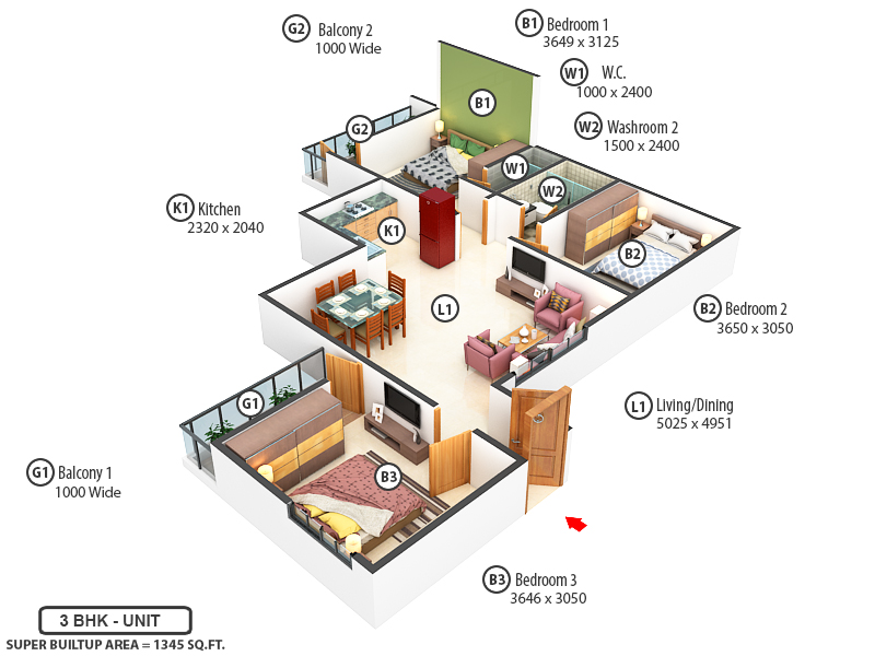 3DFloorPlan of Realcon Atmosphere