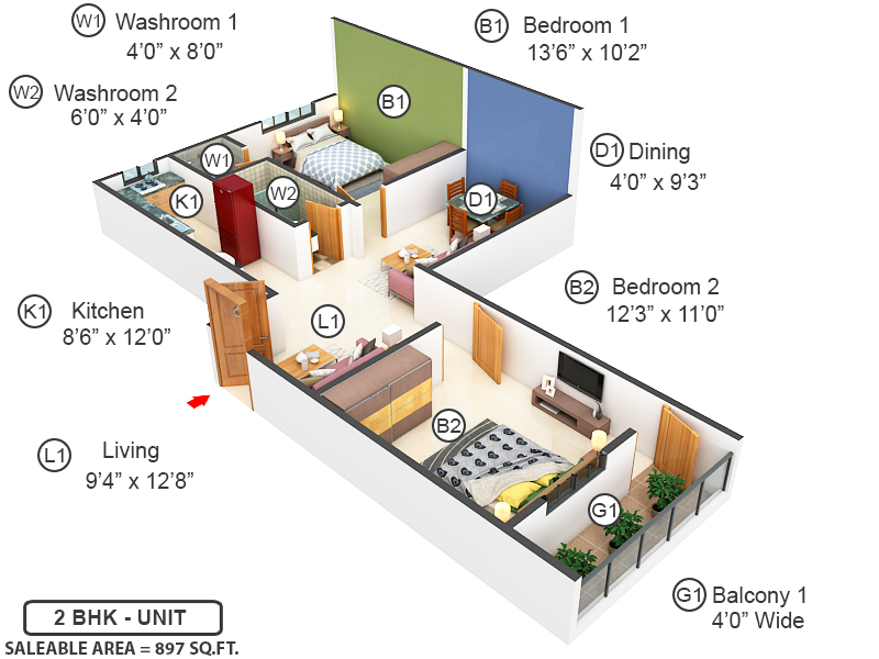 3DFloorPlan of Jai Ganesh Apartment II