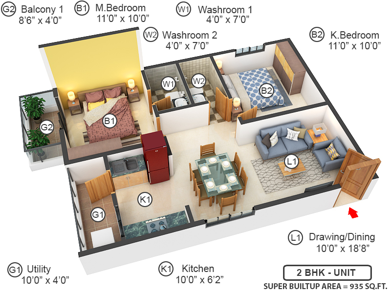 3DFloorPlan of Sanjeevini Srushti