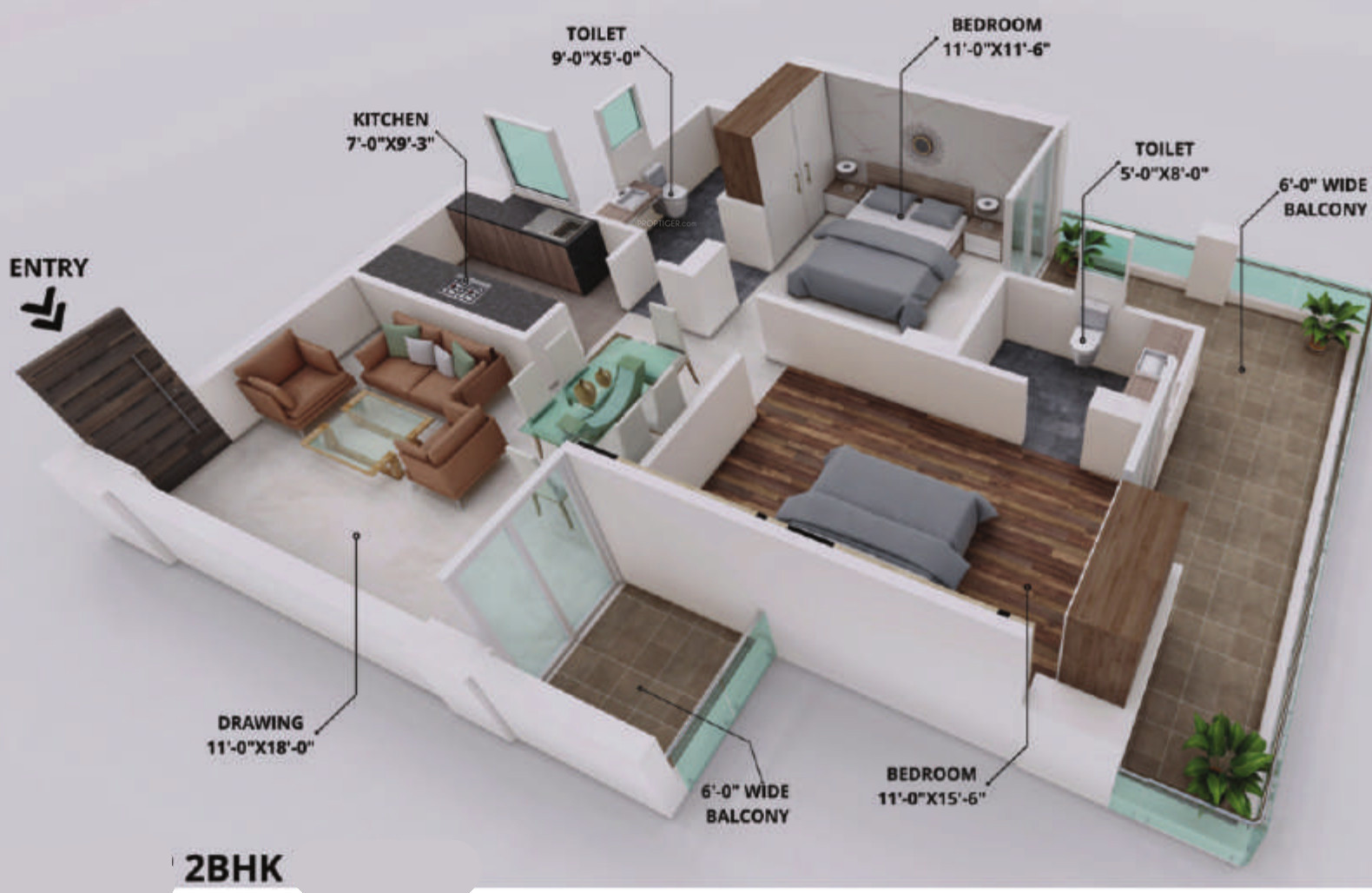 3DFloorPlan of Anirudh Vansihka Greens
