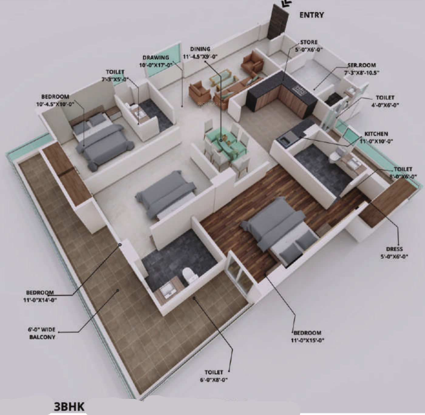 3DFloorPlan of Anirudh Vansihka Greens