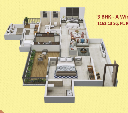 3DFloorPlan of Nutan Swami Pushpa