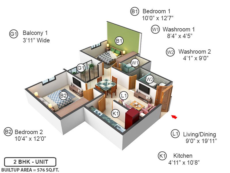3DFloorPlan of Loharuka Green Heights 2
